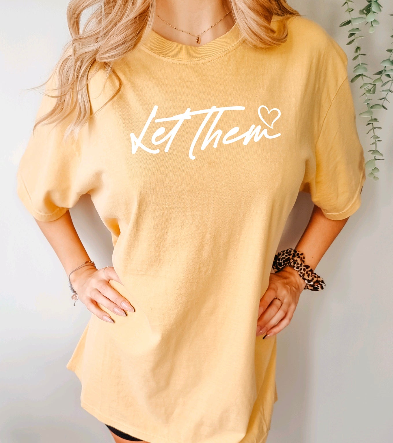 Let Them Comfort Colors t-shirt for women in mustard