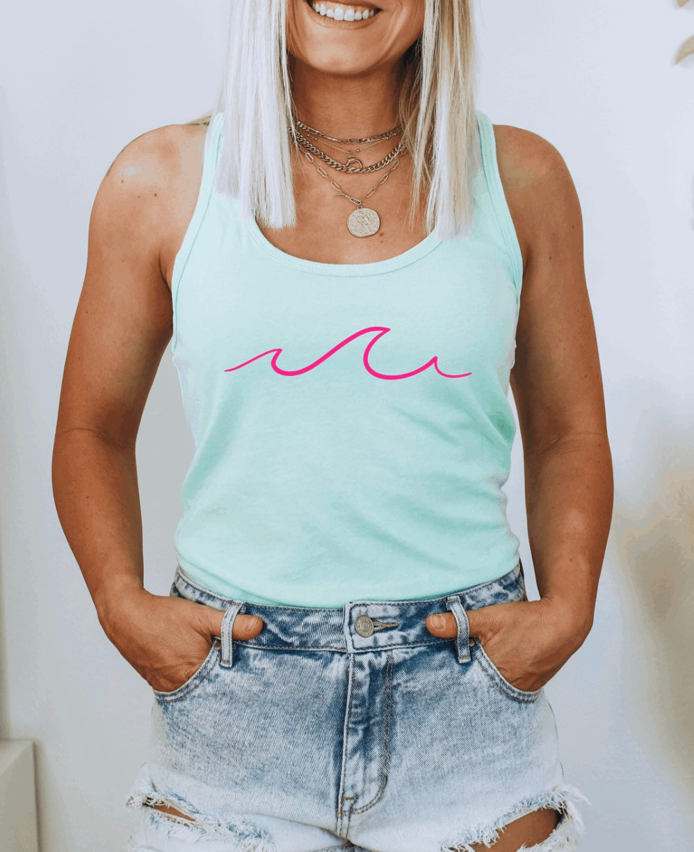 beach wave racerback tank top