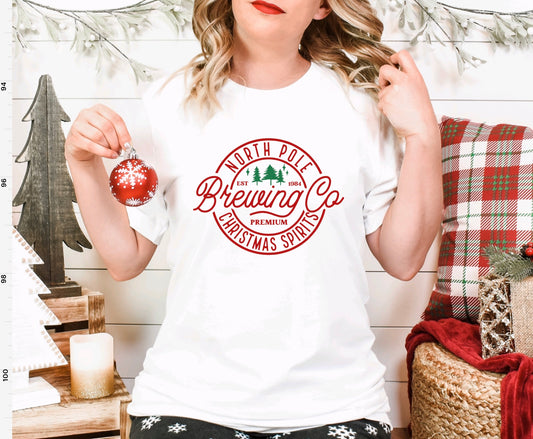 North Pole brewing co Christmas unisex t-shirt in white