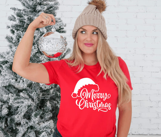 Merry Christmas Santa hat t-shirt 