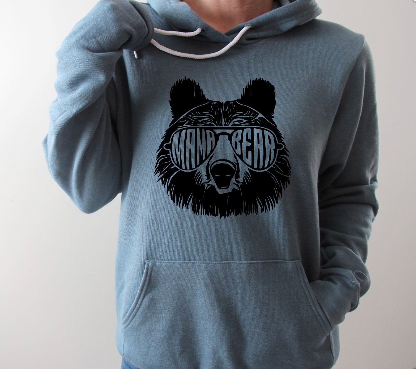 cool mama bear with glasses hoodie