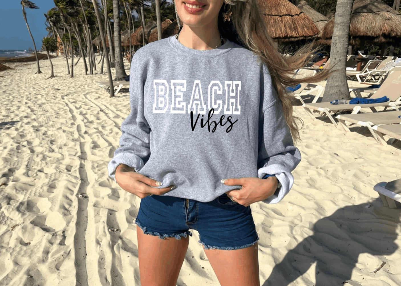 Beach vibes crewneck sweatshirt 