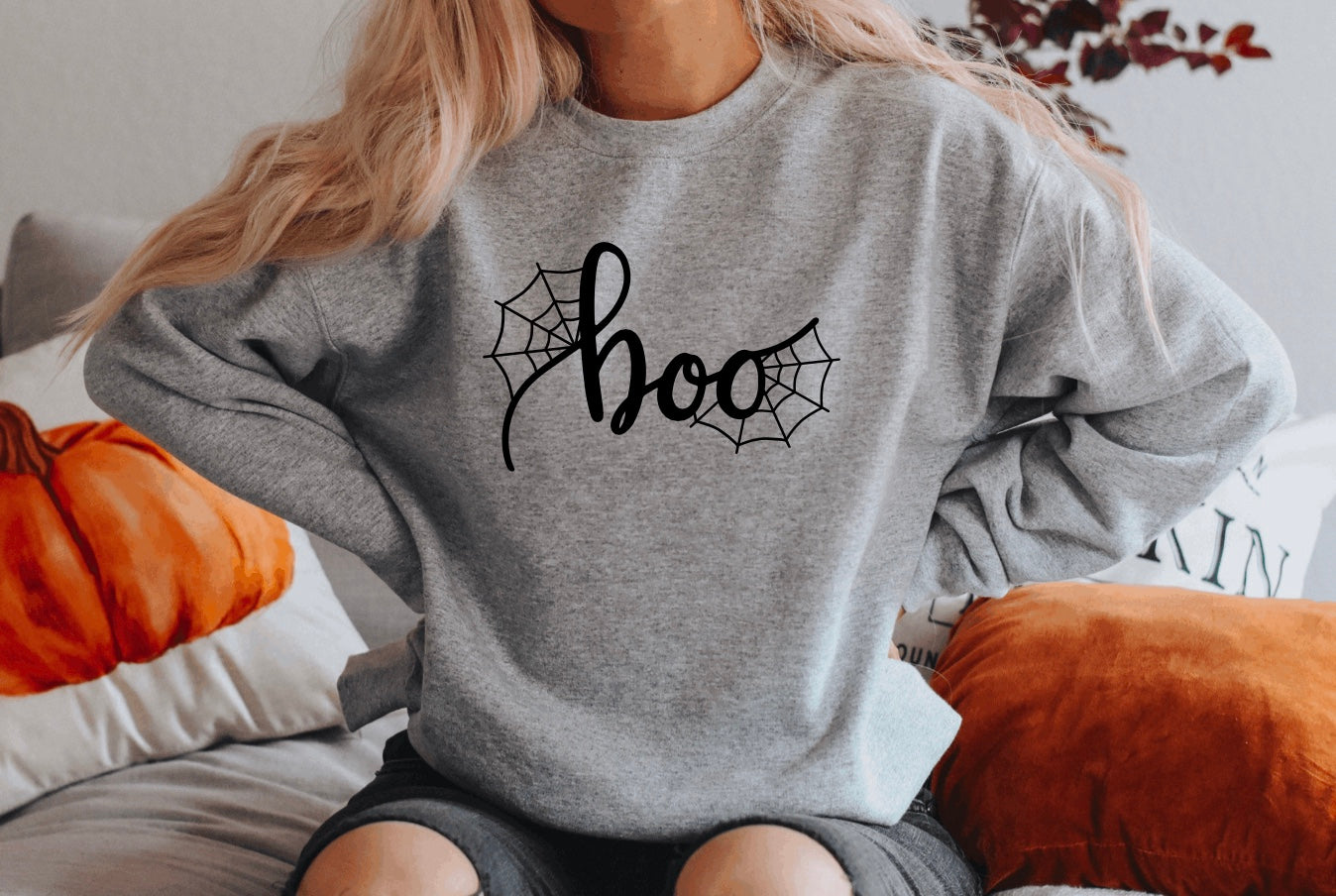 boo halloween crewneck hoodie