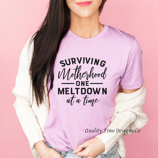 Surviving Motherhood one Meltdown at a Time t-shirt 