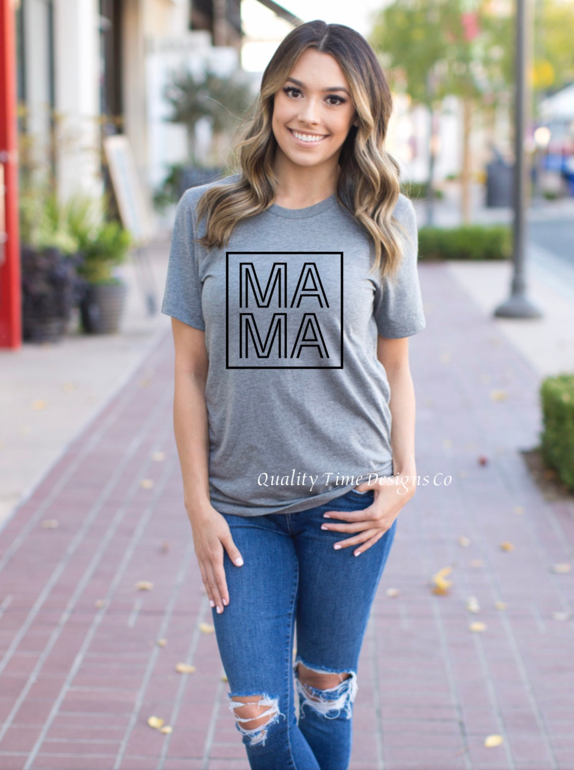 Mama block font graphic t shirt 