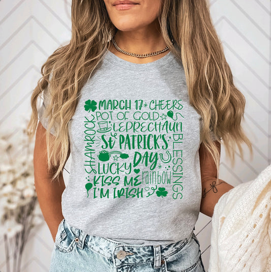 St Patrick’s day subway design unisex t-shirt for women in heather light grey 