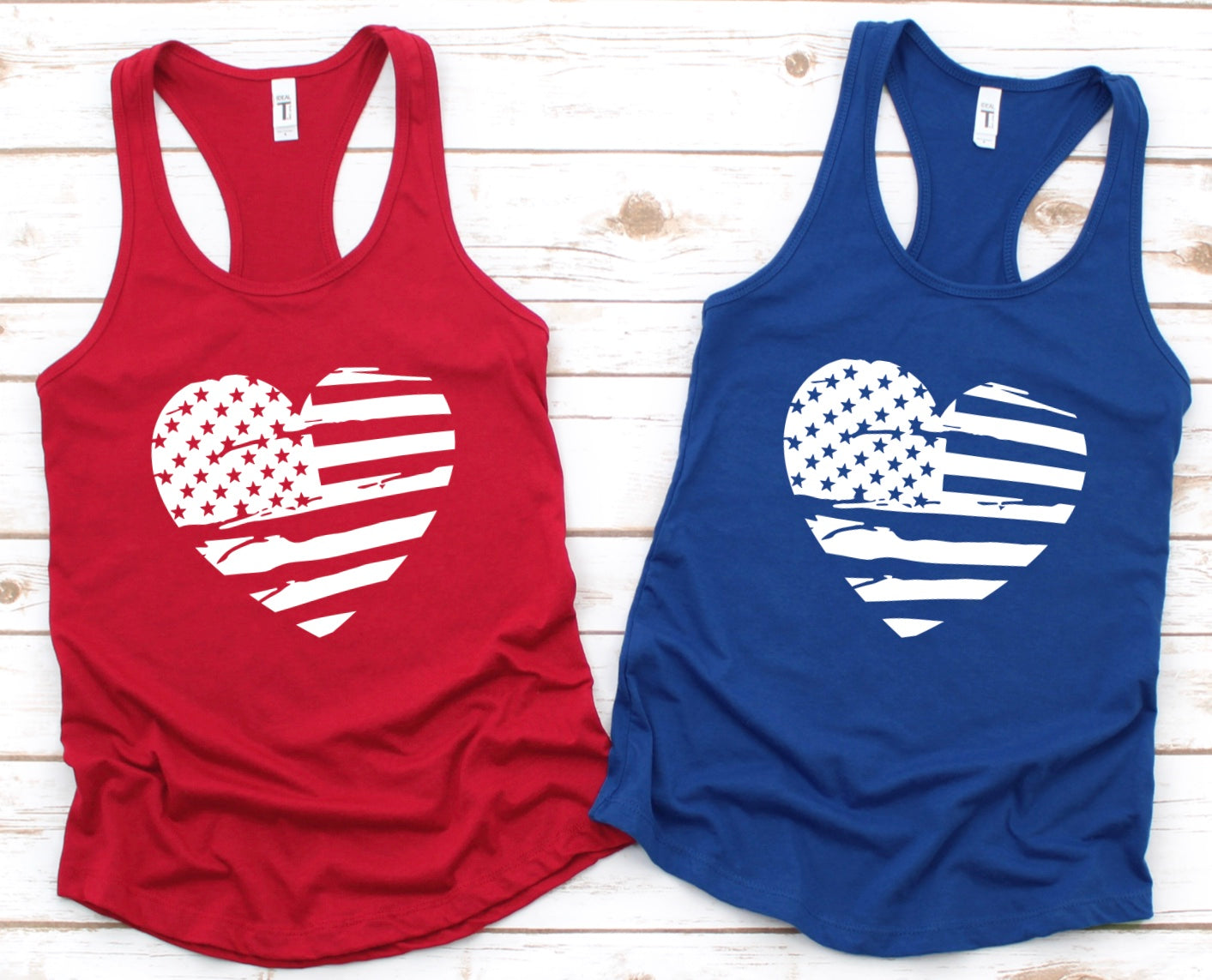 Distressed American flag graphic racerback tank tops 