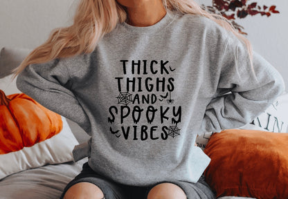 thick thighs and spooky vibes crewneck sweatshirt