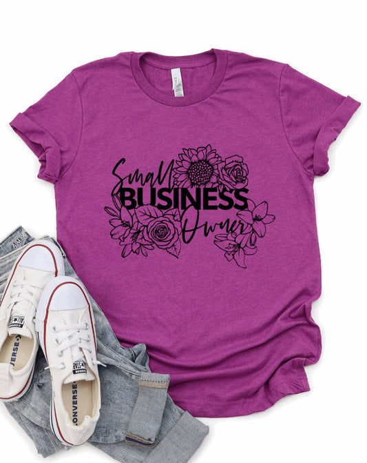Small business owner floral design t-shirt 