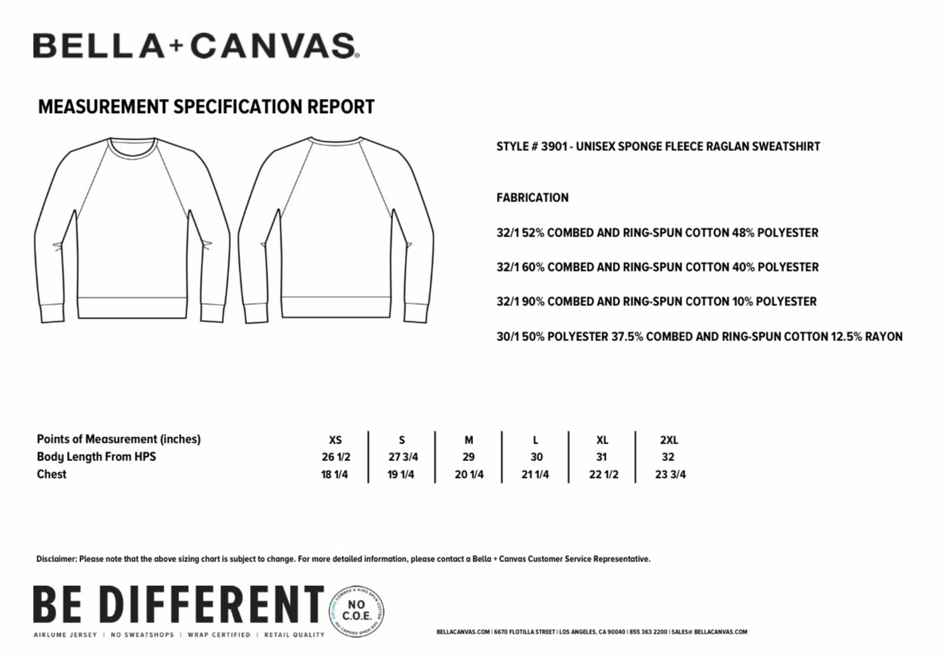 Bella canvas hotsell hoodie size chart