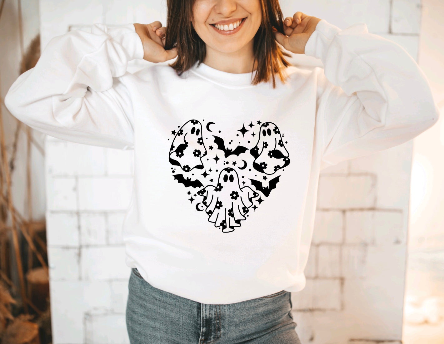 Daisy ghost heart crewneck sweatshirt 