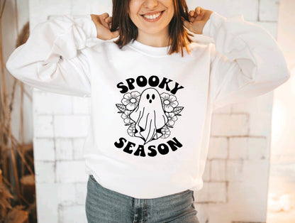 Spooky season floral ghost crewneck sweatshirt 