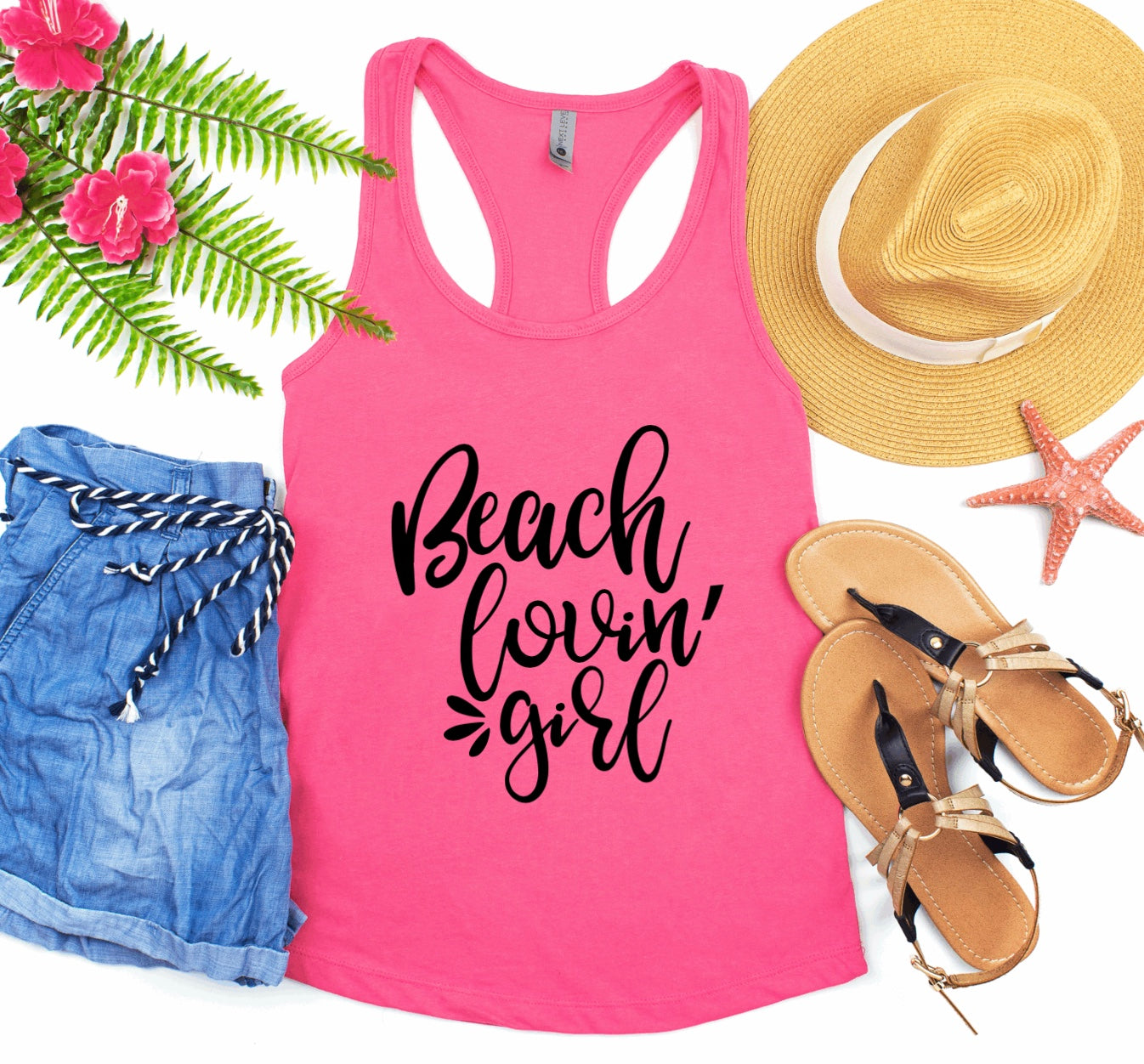 Beach lovin girl racerback tank top 