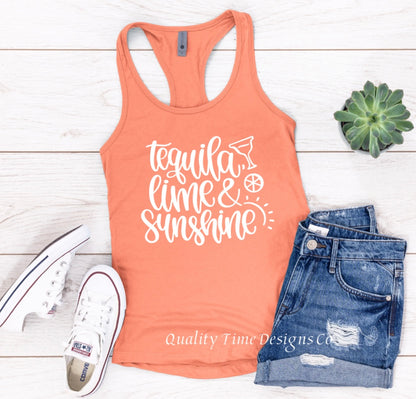 Tequila Lime and Sunshine racer back tank top 