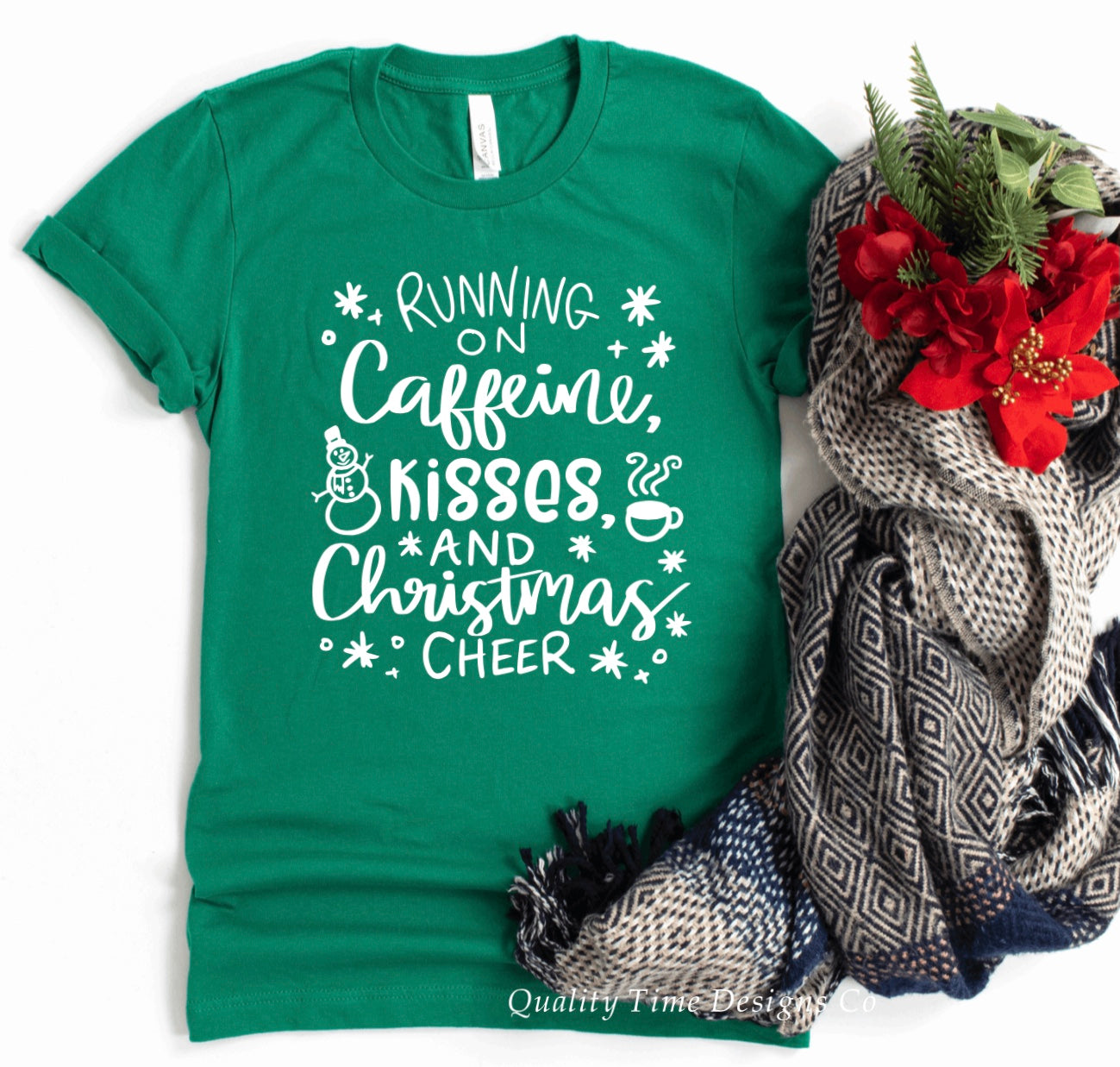 Running on caffeine kisses and Christmas cheer t-shirt 