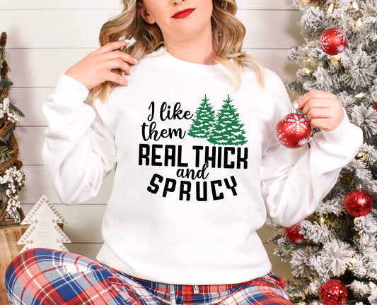 I like them real thick and sprucy Christmas unisex crewneck sweatshirt in white 