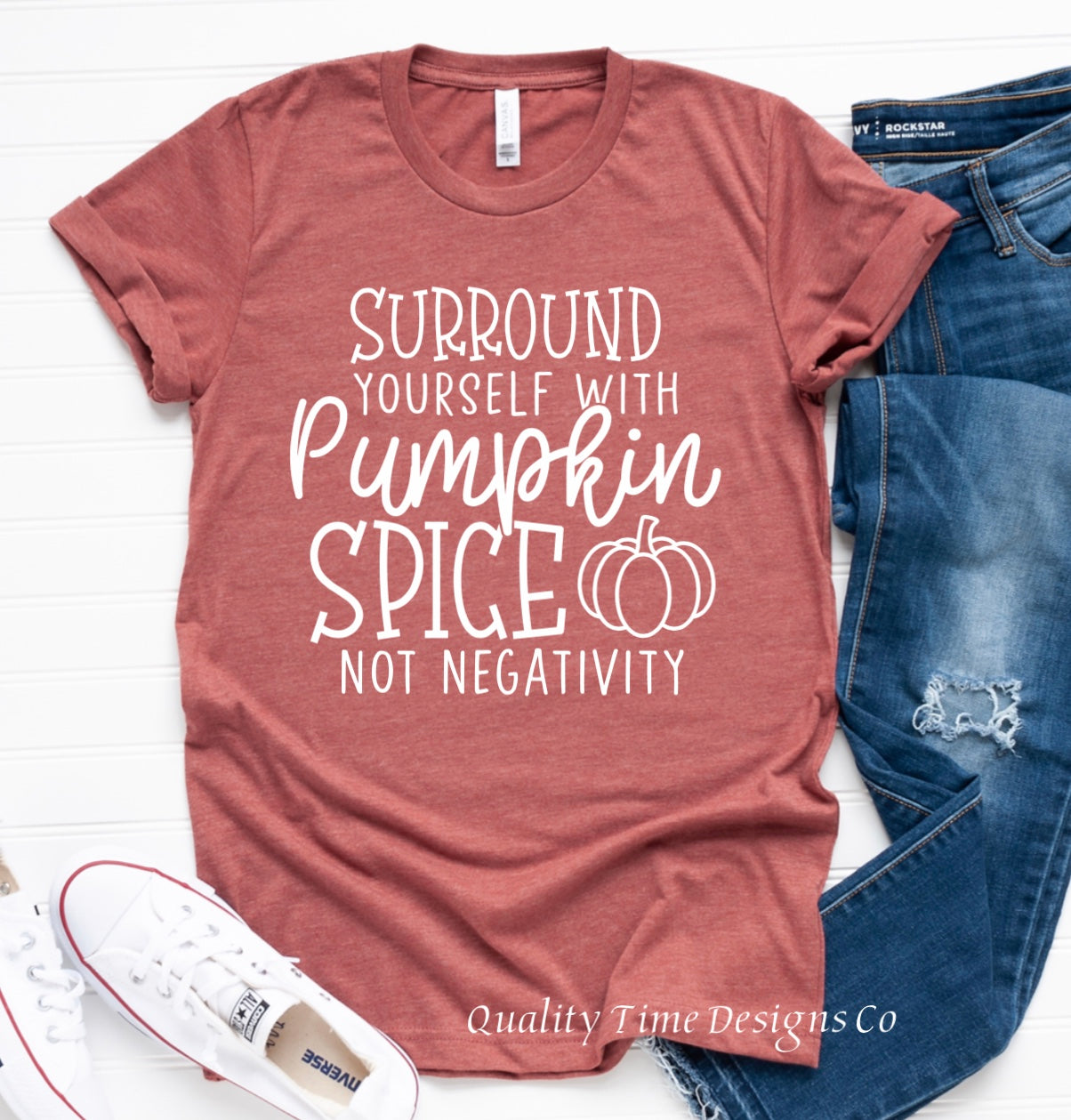 Surround yourself with pumpkin spice not negativity t-shirt 