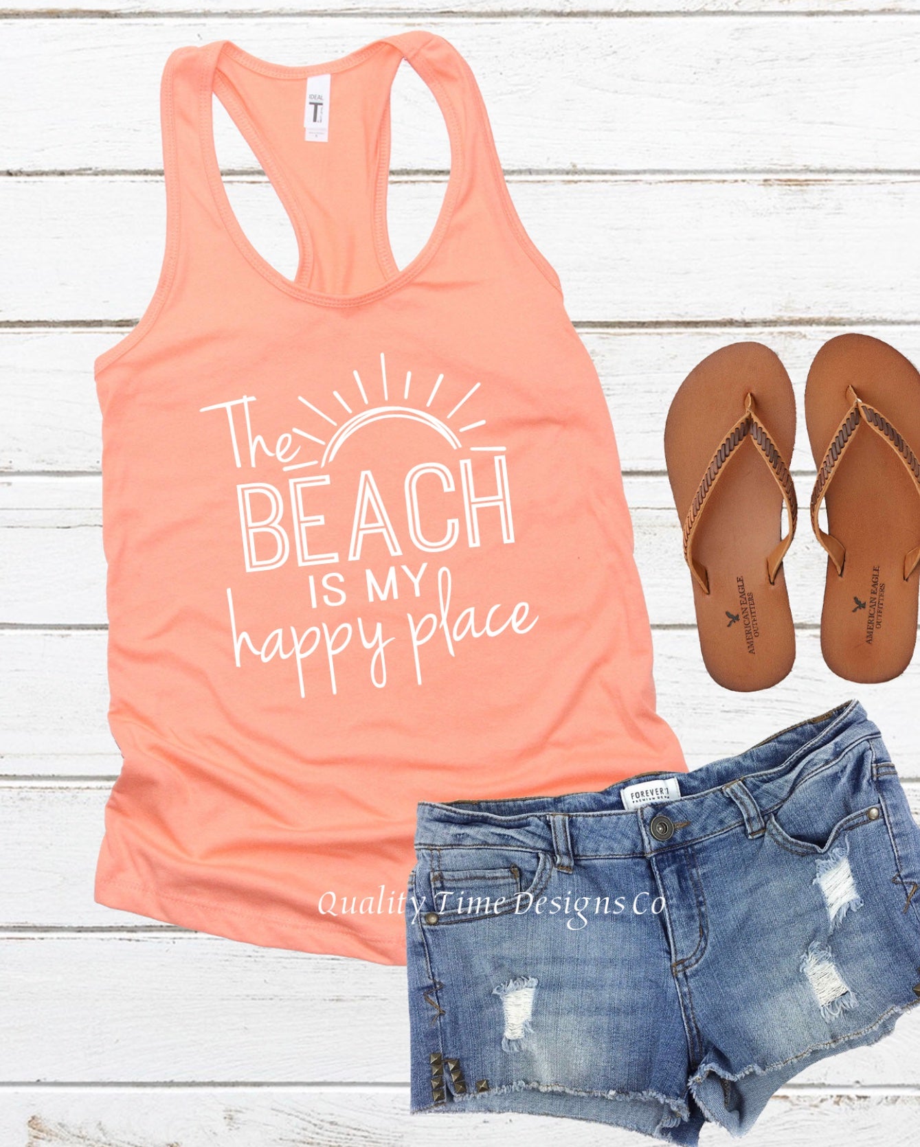 The beach is my Happy place racerback tank top 