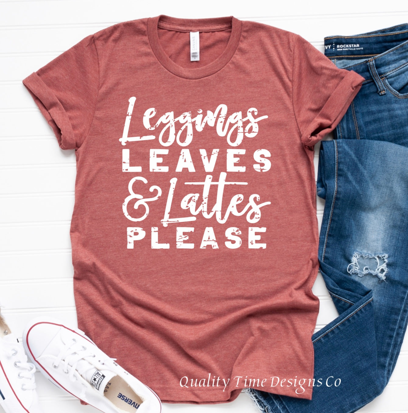 Leggings leaves and lattes please t-shirt 