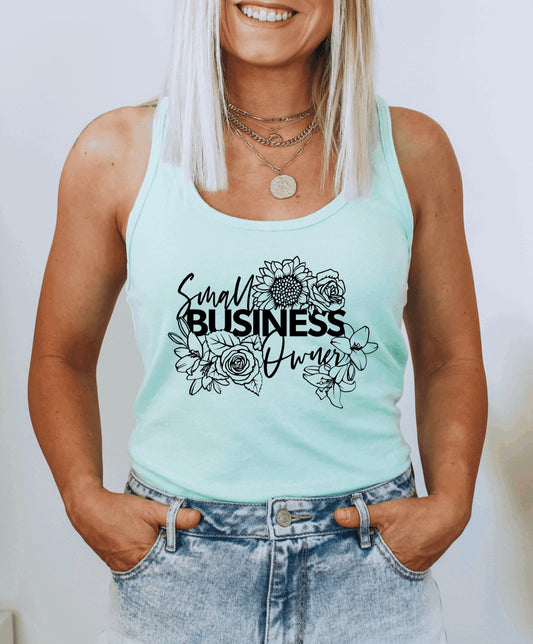 Small business owner floral design racerback tank top 