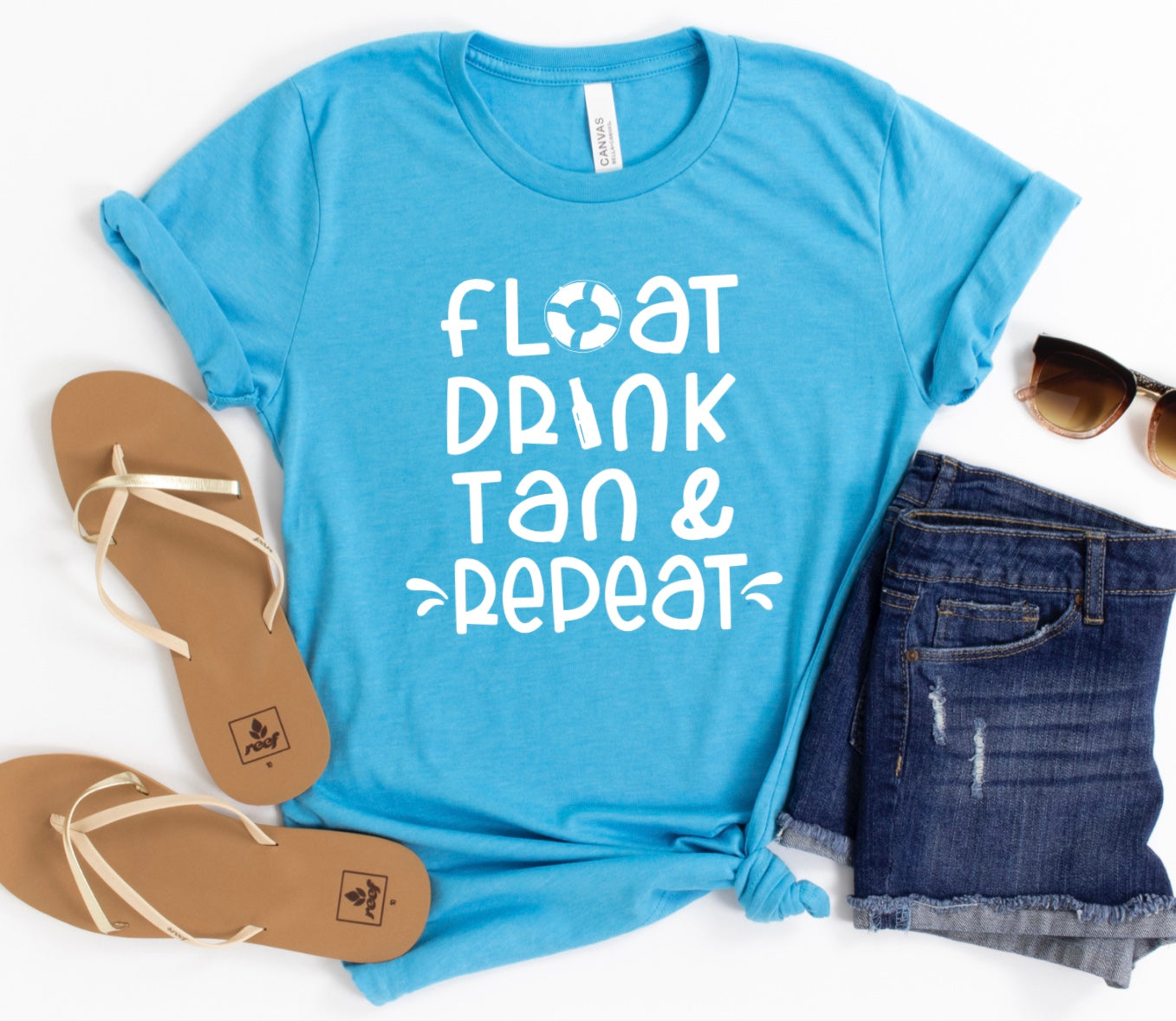 Float drink tan repeat t-shirt 