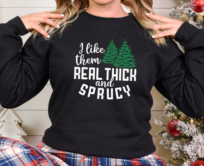 I like them real thick and sprucy Christmas unisex crewneck sweatshirt in black 