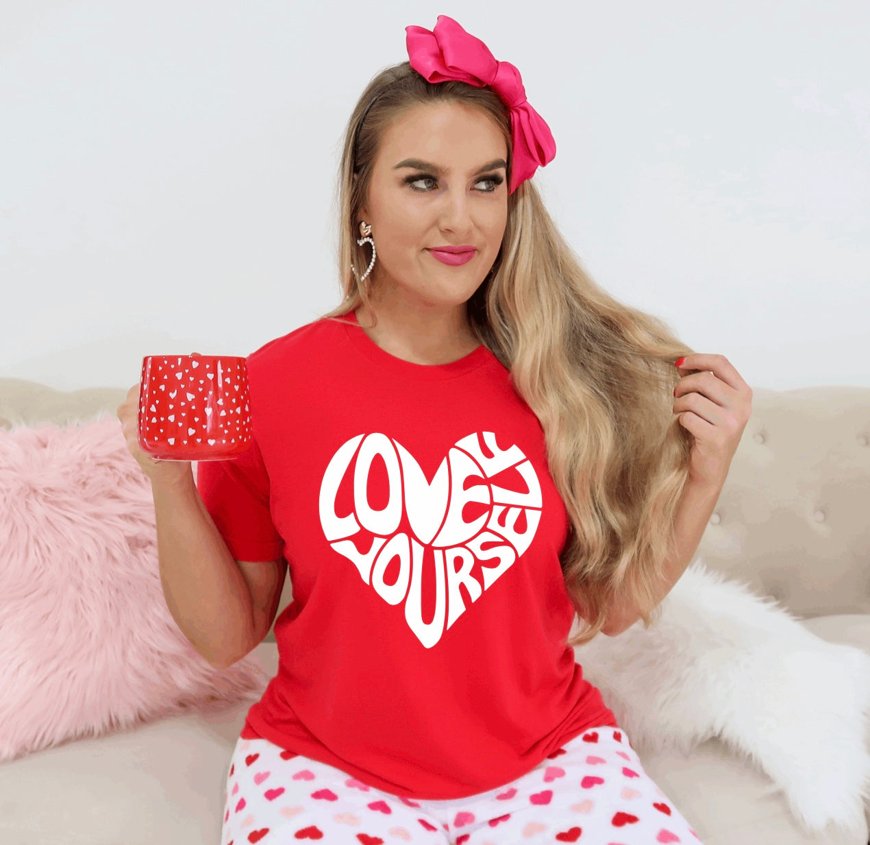 Love yourself Valentines Day unisex t-shirt for women in red