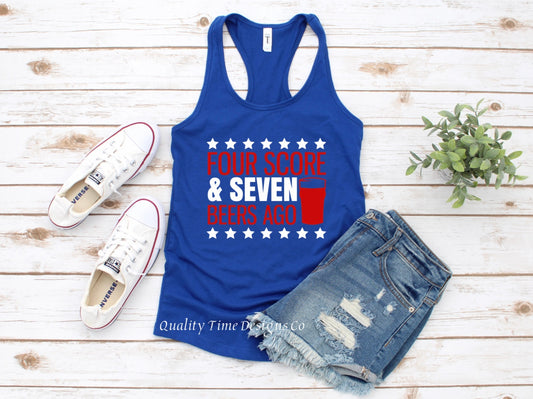 Four score and seven beers ago racerback tank top