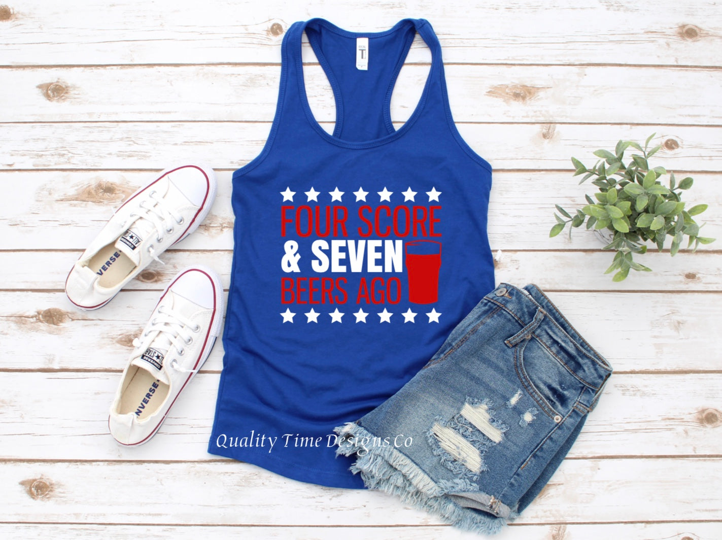 Four score and seven beers ago racerback tank top