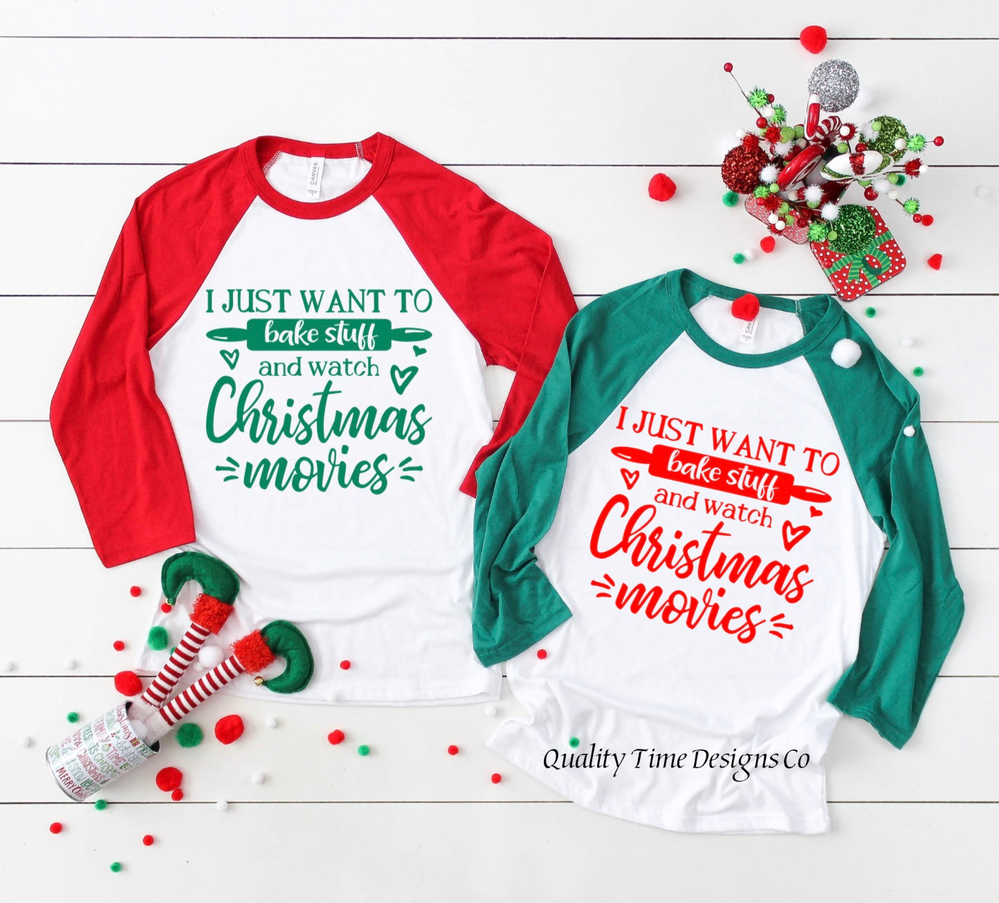 I just want to bake stuff and watch Christmas movies raglan 