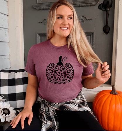 Leopard pumpkin fall t-shirt 