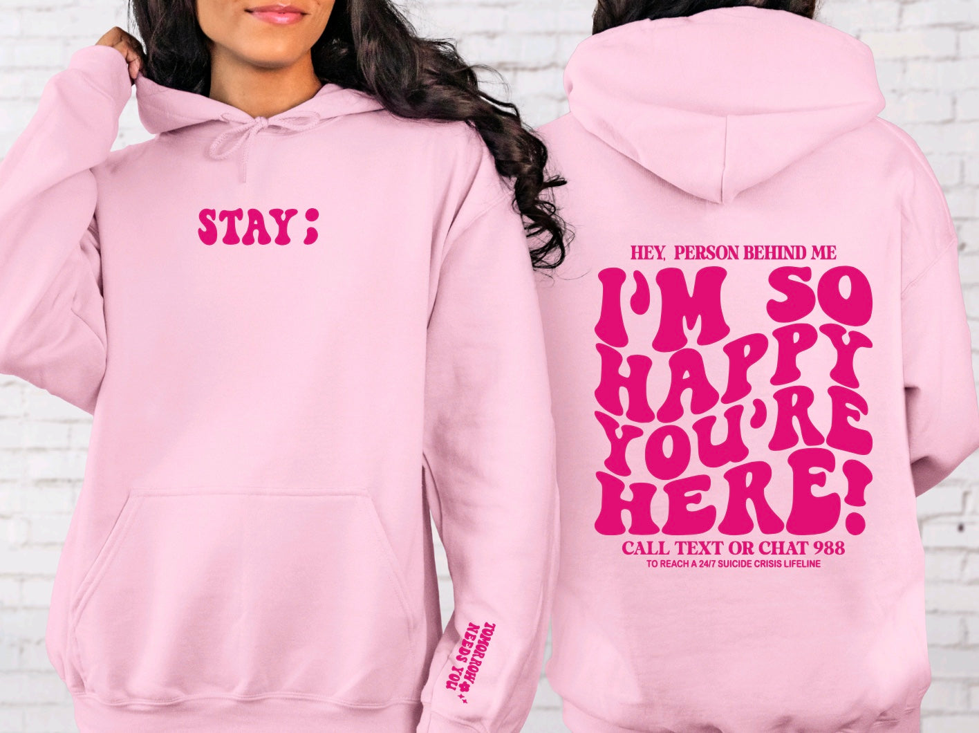 Hoodie with sales text on sleeves