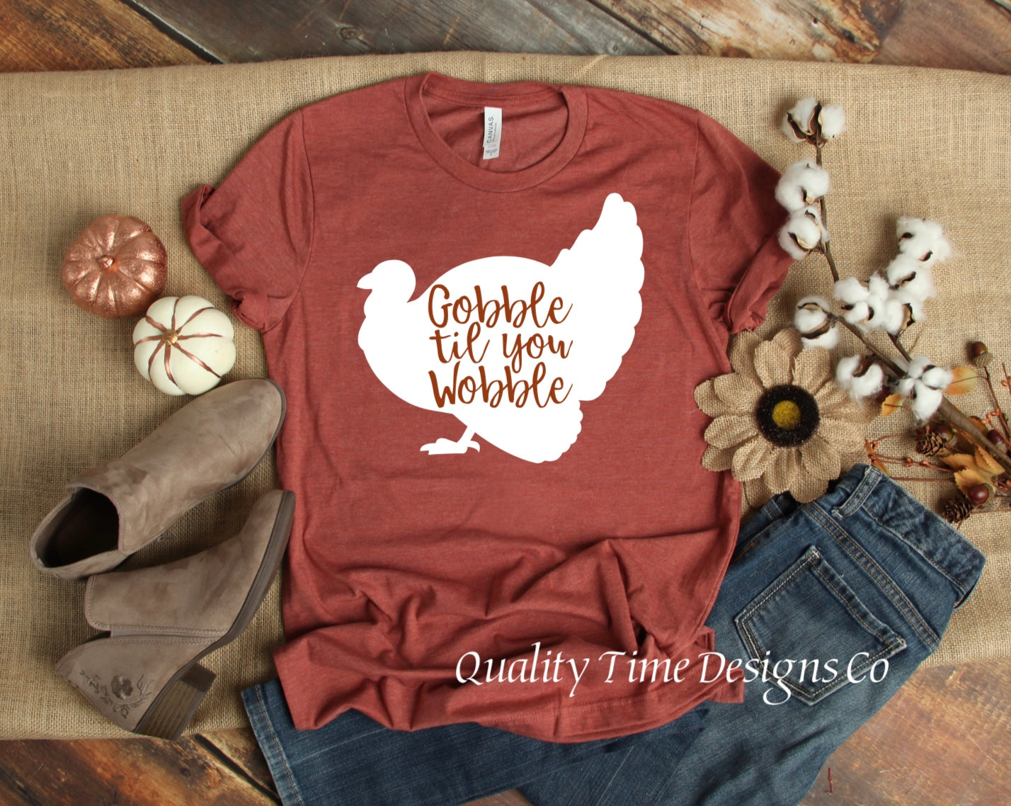 Gobble til you wobble turkey t-shirt 