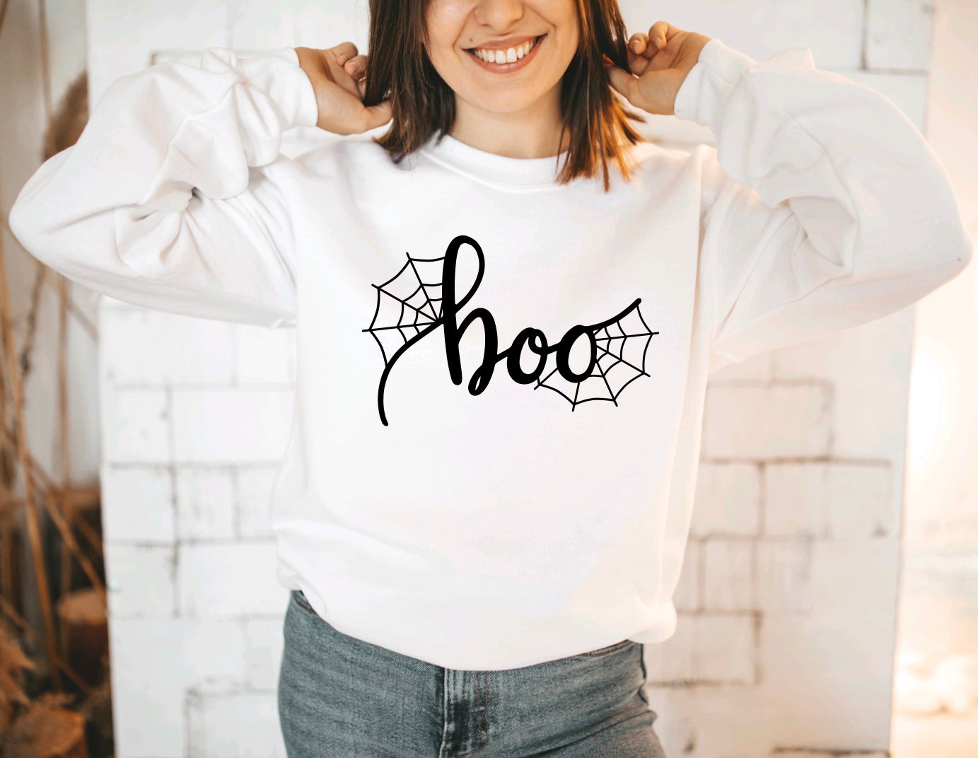 boo halloween crewneck hoodie