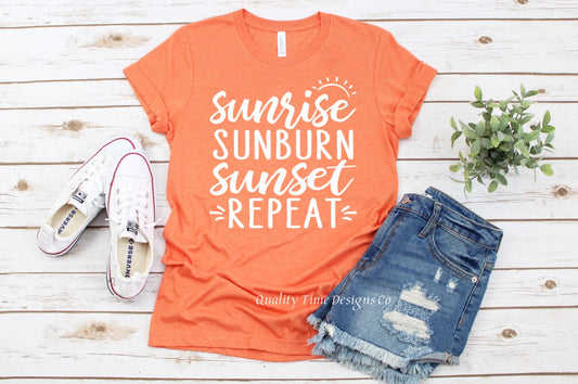 Sunrise Sunburn sunset repeat t-shirt 