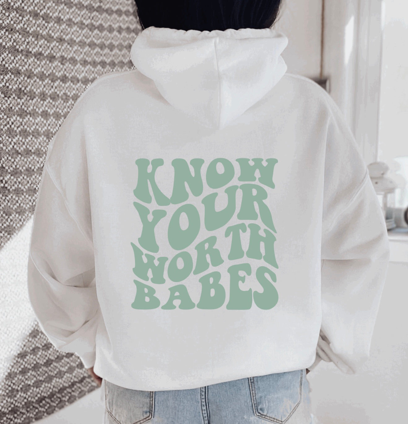 Good quality white online hoodie