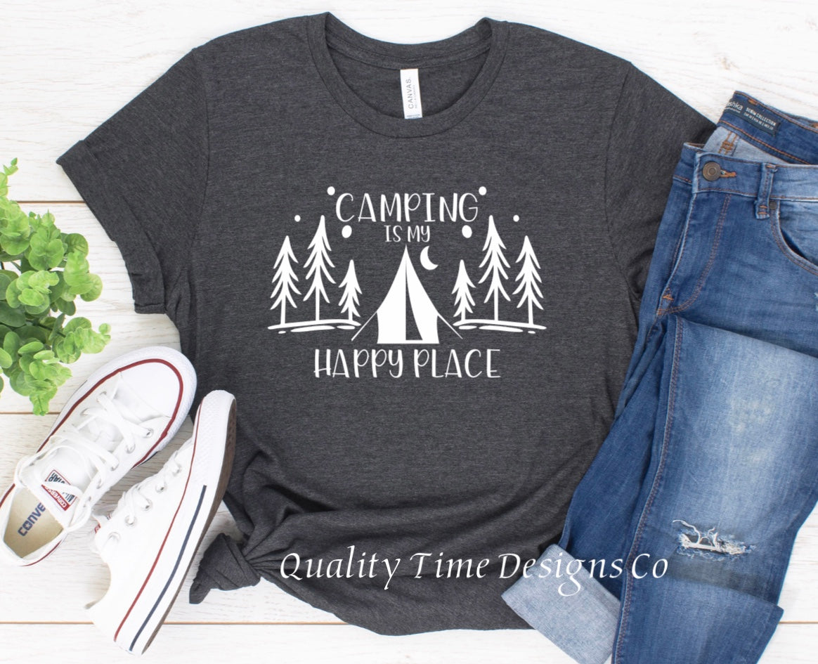 Camping is my happy place t-shirt 
