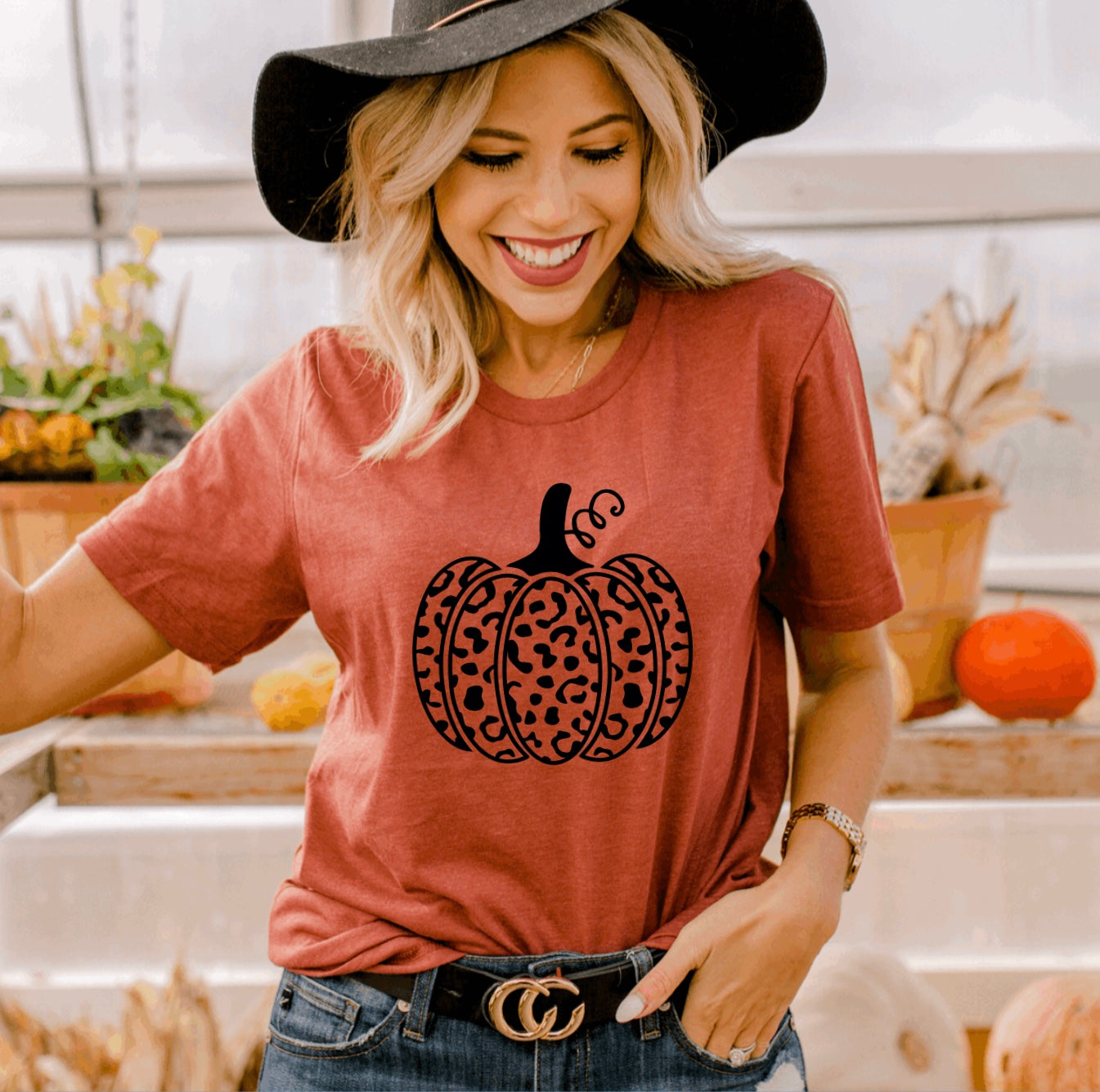 Leopard pumpkin fall t-shirt 