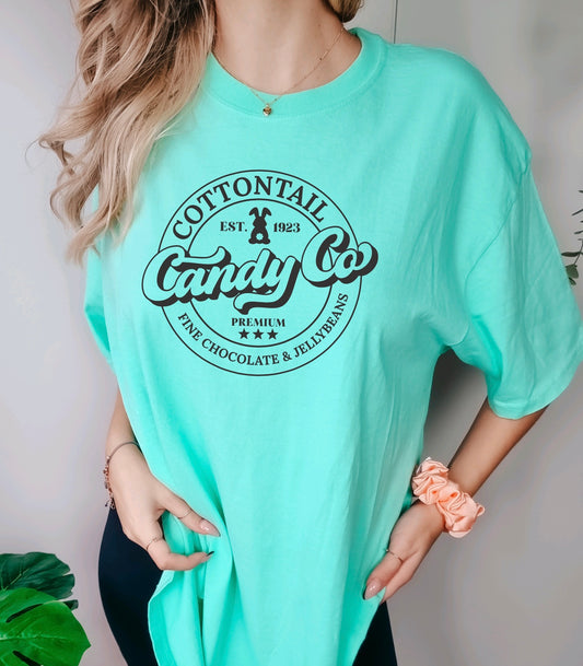 Cottontail candy co comfort colors Easter t-shirt for women in island reef