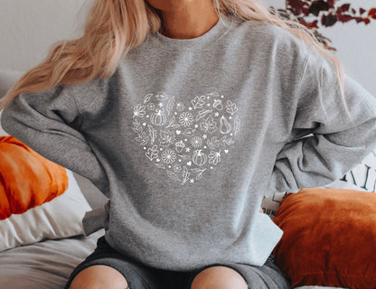 fall heart crewneck sweatshirt