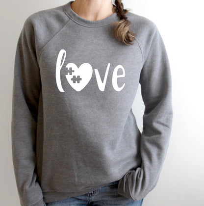 Love puzzle piece graphic sweatshirt