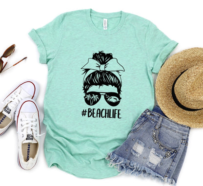 beach life messy bun t-shirt