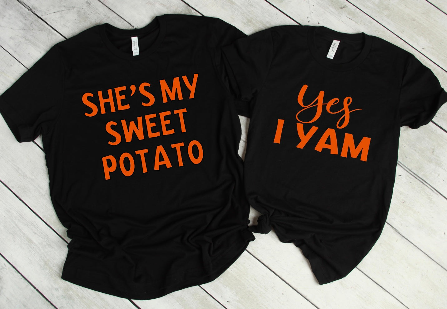 she's my sweet potato yes I yam t-shirts