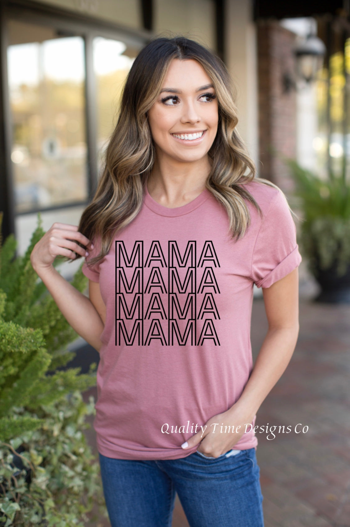 Mama block font graphic t shirt