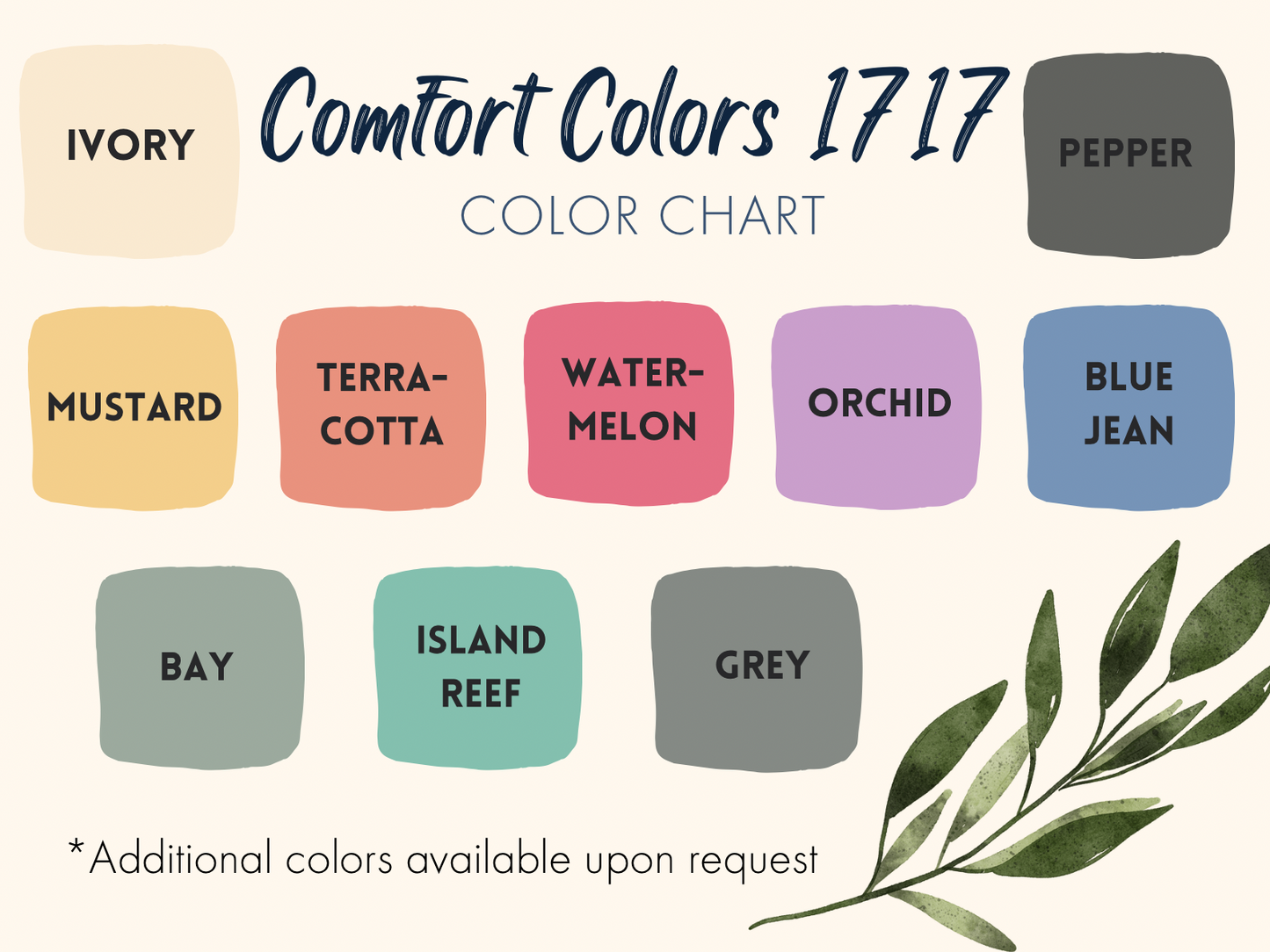 Comfort colors 1717 color chart