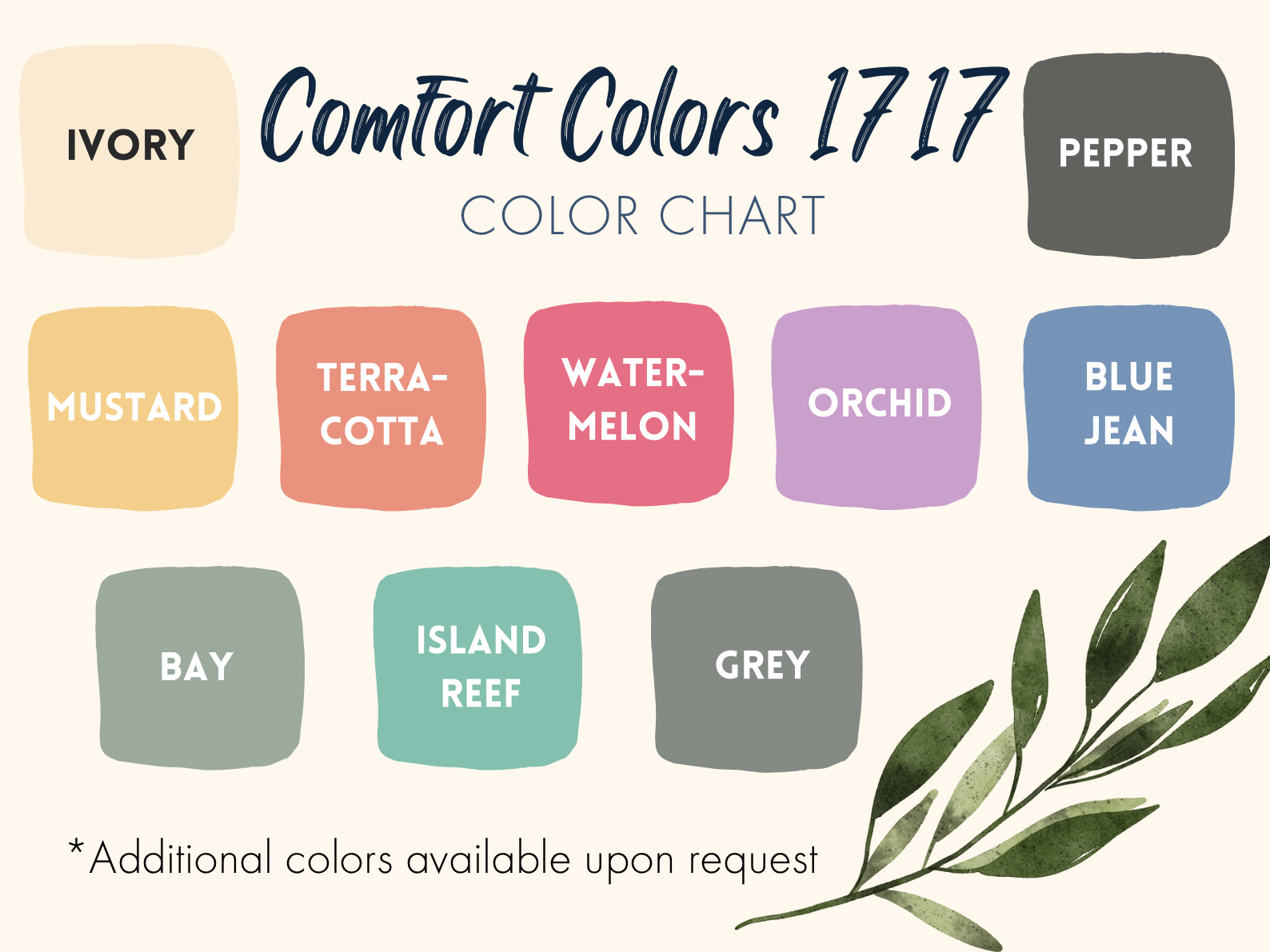 Comfort colors 1717 color chart